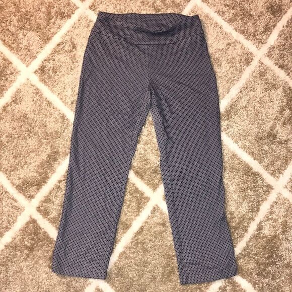 New Directions Navy Patterned Stretchy Pants - Picture 1 of 6